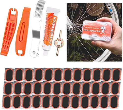 Miniatura 9 de Kit de reparación de parches para neumáticos interiores de bicicleta, con 36 parches de vulcanización, kit de reparación de neumáticos de bicicleta
