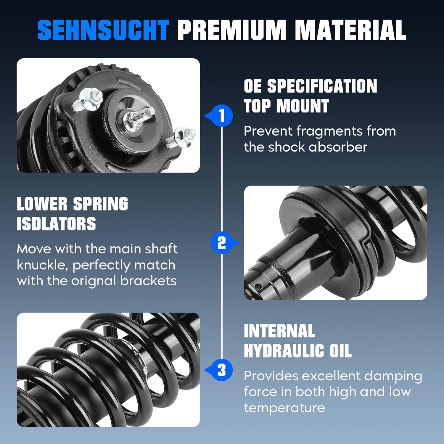 Front & Rear w/Coil Strut Shock Absorber for Buick Rainier 2004-2007, Trailblazer EXT/GMC Envoy 2002-2009, Isuzu Ascender 2003-2008, Saab 9-7X 2005-2008, Bravada SSR Replace 171341 37241