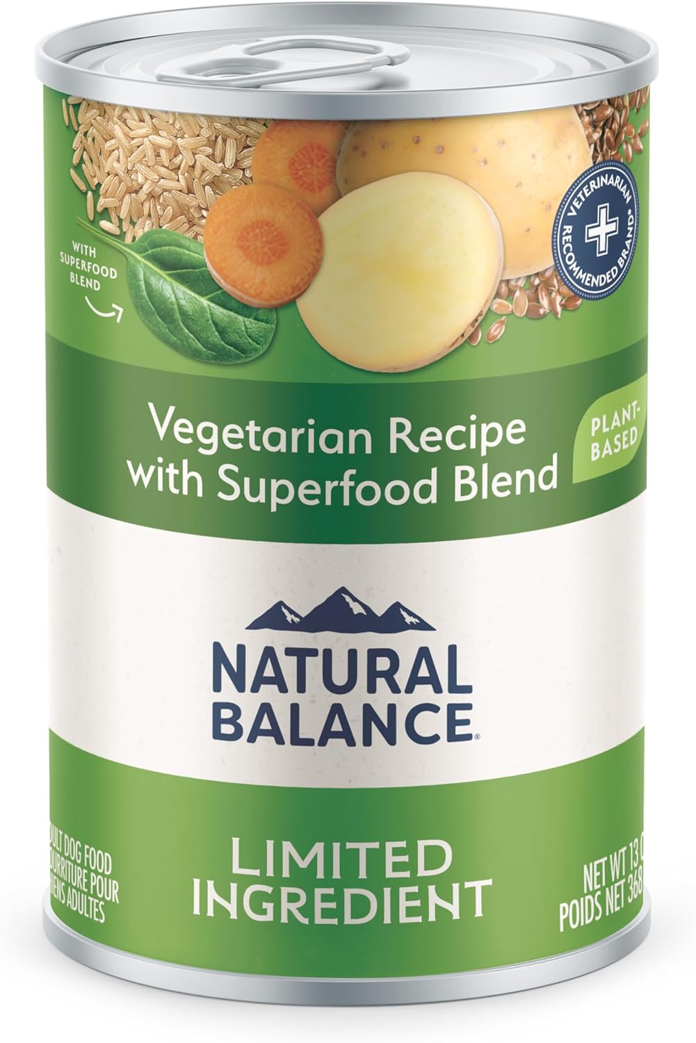 Natural Balance Limited Ingredient Adult Wet Canned Dog Food with Vegan Plant Based Protein and Healthy Grains,Vegetarian Recipe,13 Ounce,(Pack of 24)