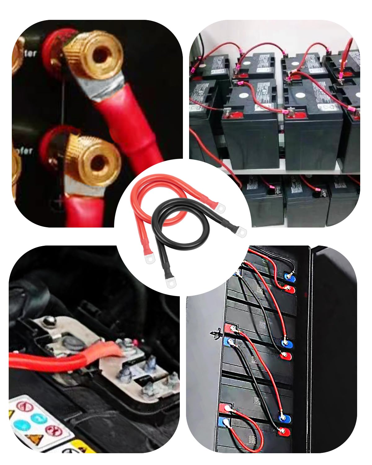 ISELECTOR Power Red & Black 1 Foot 1/0 AWG Cavo della batteria, Solo 3/8 "