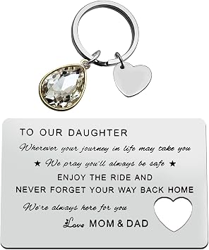 To Our Daughter Wallet Card Encouragement Gifts Inspirational Graduation Gift Enjoy The Ride Never Forget Way Back Home Metal Card Christmas Birthday Card Daughter Stepdaughter Gifts from Mom Dad
