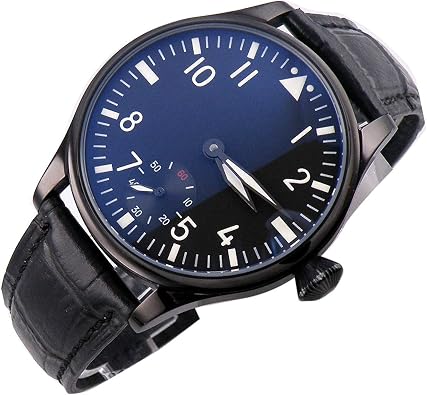 Parnis 44mm Black sterile dial PVD Hand-Winding Mens Watch PA-0112