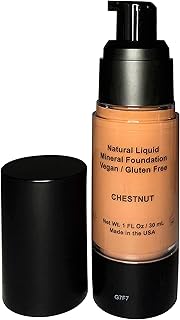 Mom's Secret 100% Natural Liquid Foundation, Organic, Vegan, Aloe Based, Natural Sun Protection, Gluten Free, Cruelty Free, Made in the USA, 1FL Oz. (Chestnut)
