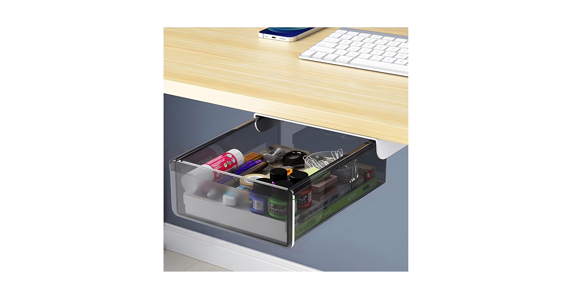RedCall 2 Pack Under Desk Storage And Organizer,360°Rotation Under Desk Storage