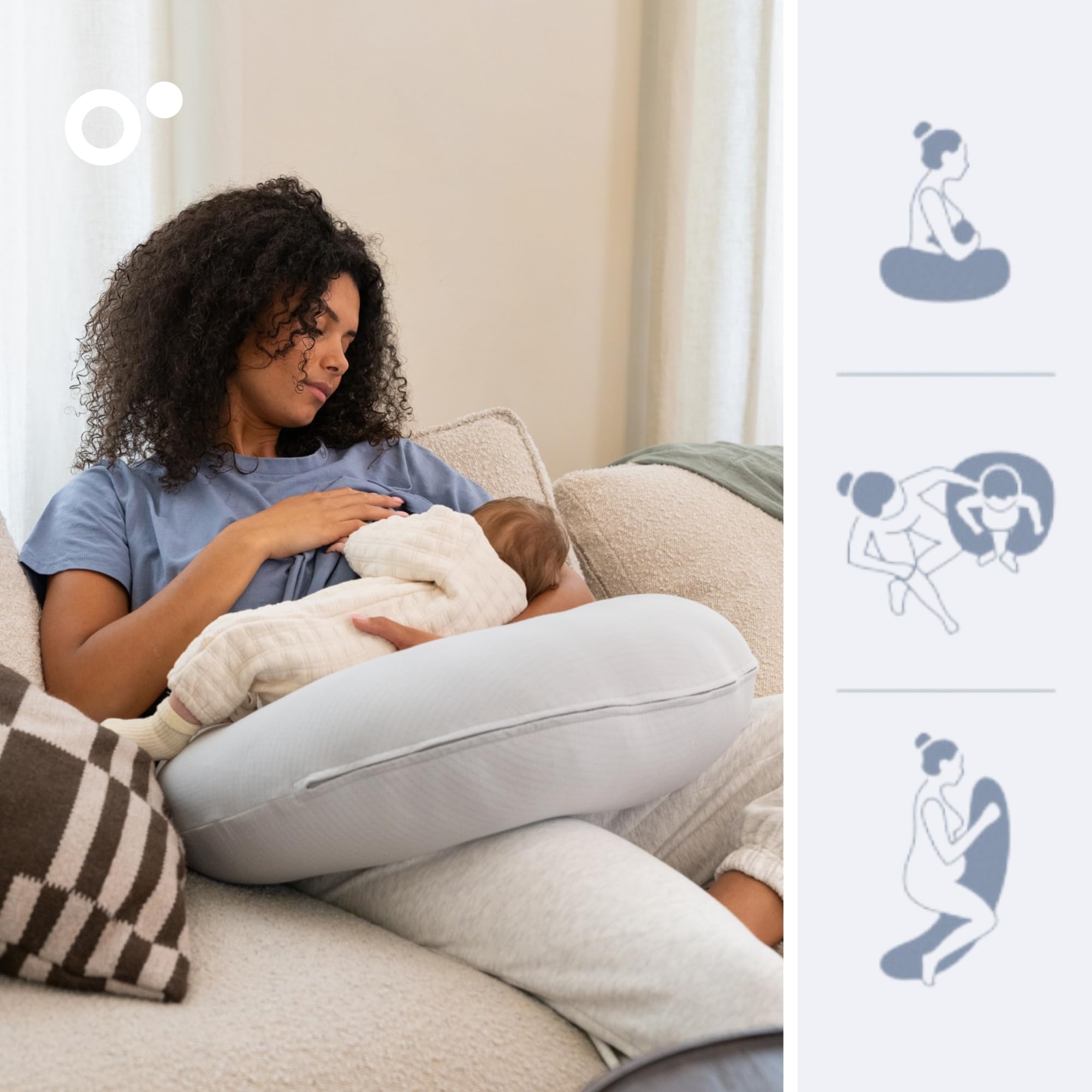 doomoo Coussin de Grossesse & d'allaitement 2 en 1 Twisty - Ultra Confort - Remplissage Microbilles Ultra-Fines - Silencieux - Made in Europe - Certifié Oeko-TEX et Bio, Pearl Grey