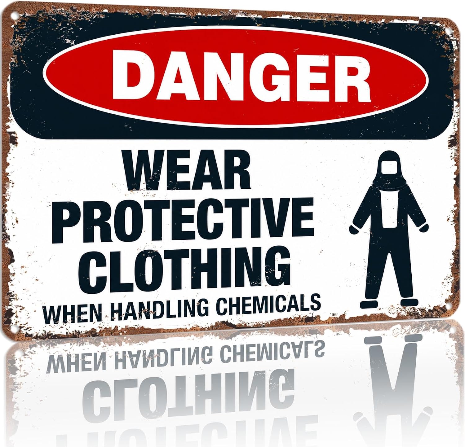 Danger Wear Protective Clothing Metal Sign Wall Decor 12x8 In