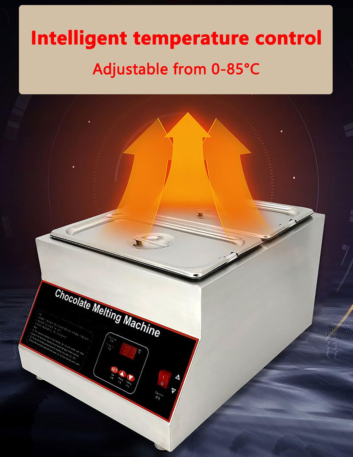 Tempéreuse à Chocolat 500 W, Pot à Fondre Le Chocolat de 12 kg avec contrôle de température 0-85 °C, pour Chocolat, Lait et crème, 4 Pots,4 Pots