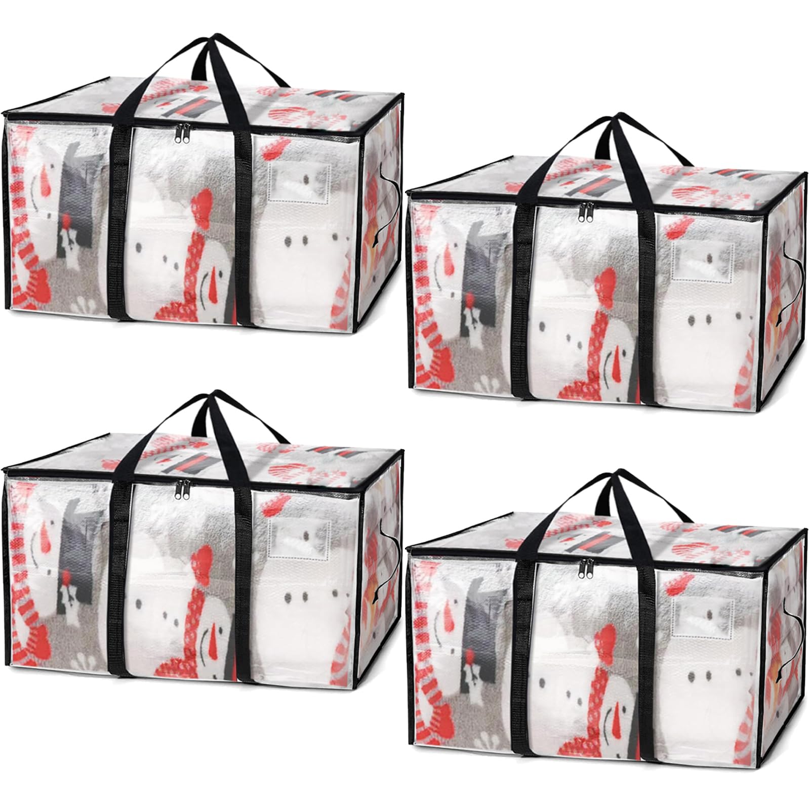 Xndryan 4 Pack Moving Bags, Large Storage Bags Heavy Duty Moving Boxes Clear Waterproof Moving Bags with Zippers, Handles & Backpack Straps for Duvets Clothes Storage Moving House