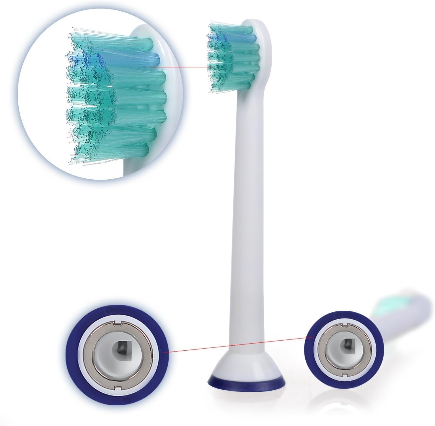 E-Cron Replacement Toothbrush Heads [MINI], Compatible Brush Heads with various Sonic Snap-On Electric Toothbrushes, 4 pcs.