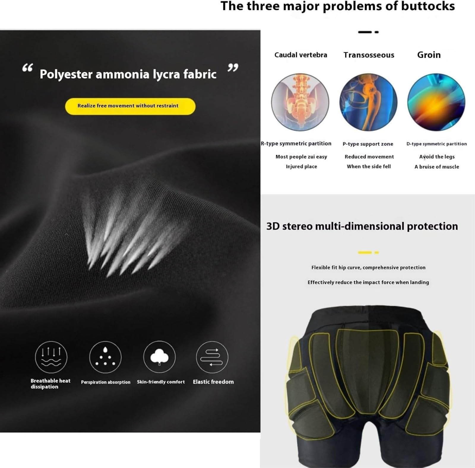 Pantaloni protettivi per bambini, cuscinetti per pattini a rotelle, protezione 3D, pantaloncini imbottiti per pattinaggio e sci, protezione dei fianchi EVA, cuscinetti