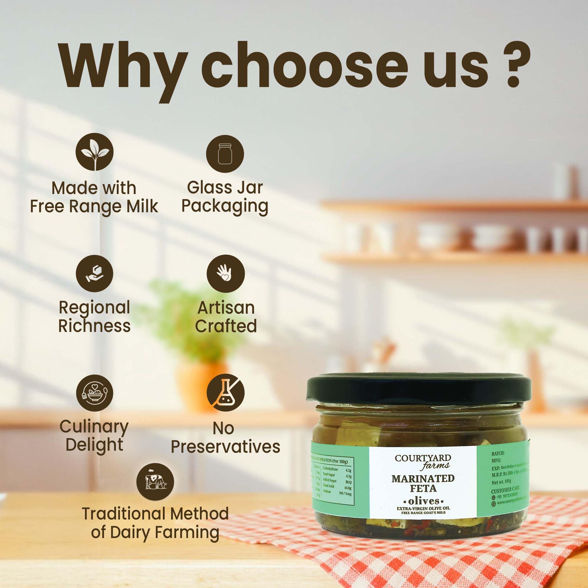 Courtyard Farms Marinated Feta Cheese & Dressing | With Olives & Extra Virgin Olive Oil | No Preservatives | Premium Gourmet Food Dressing | Pack of 2 (180g Each) 2
