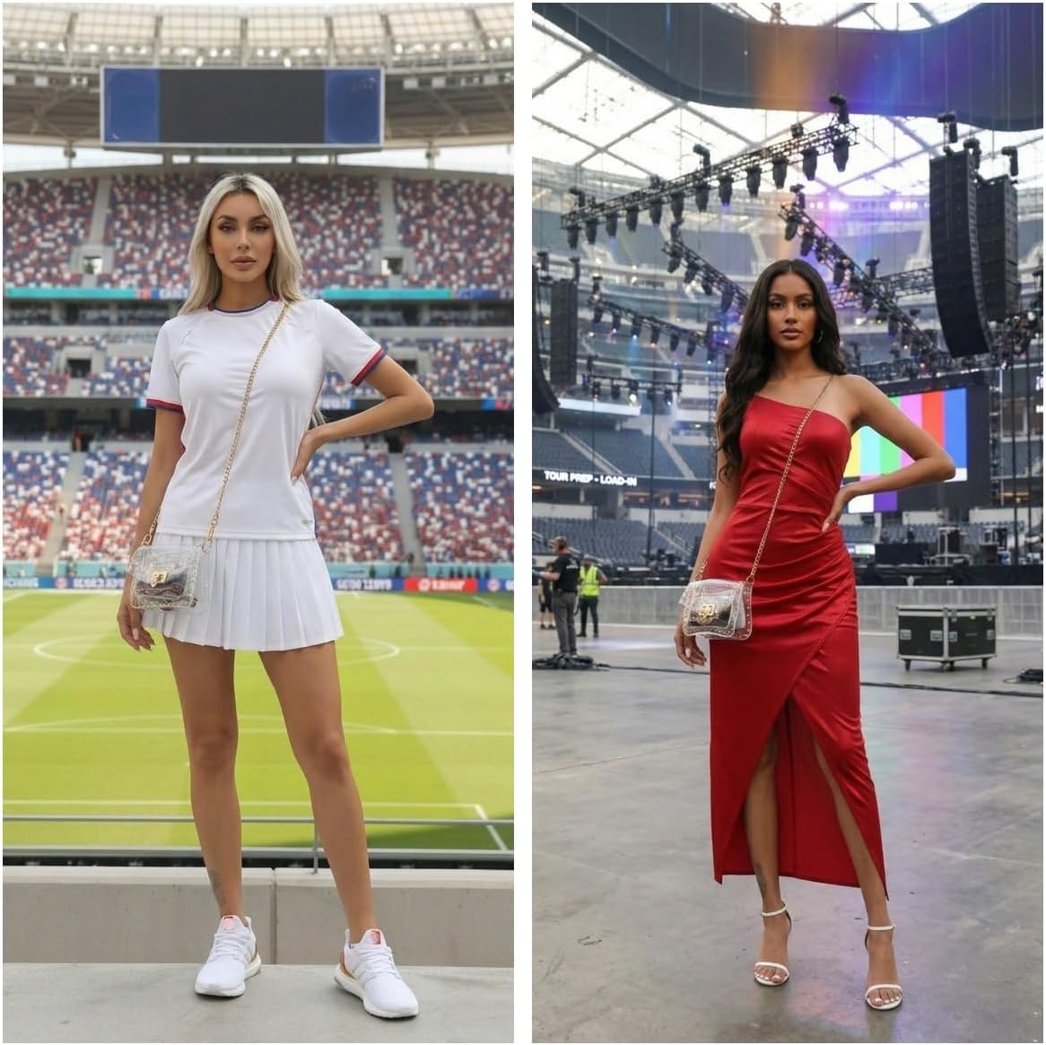 Clear Crossbody Clutch Purse Bag for Women Stadium Events with Rivet, Clear Handbag for Concert, Game Day, Festival | stadium approved, stud rivet, waterproof, for game day, for concert, for festival event thumbnail