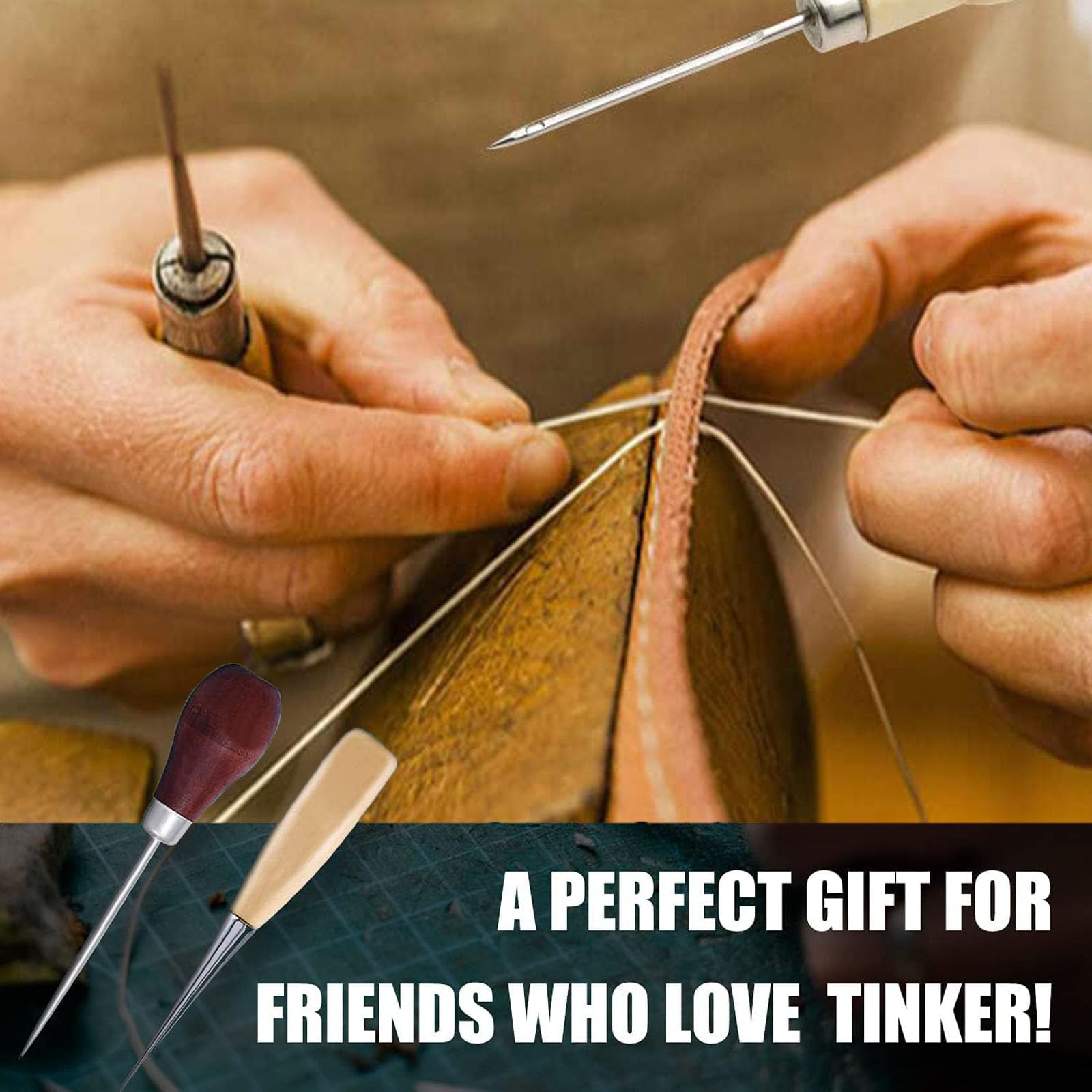 5-teiliges Vorstecher Set Mit Holzgriff - Für Leder, Stoff & DIY-Projekte