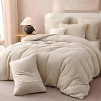 Tospass Plüss Ágynemű 200x200 cm Bézs Teddy Fleece Mikroszálas Huzat Cipzárral - Puha Téli Garnitúra 2 db 80x80 cm Párnahuzattal - Cashmere  1
