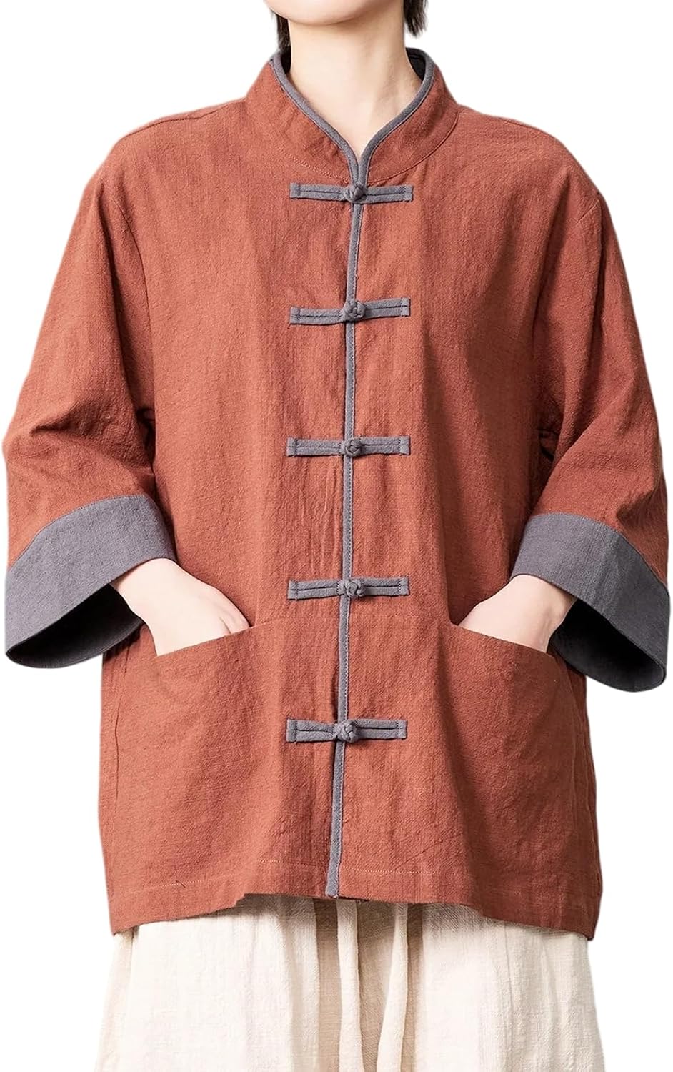 Chinese Style Men Casual Shirt Summer Vintage Mandarin Collar Tang Suit Loose Oversized Male Tops