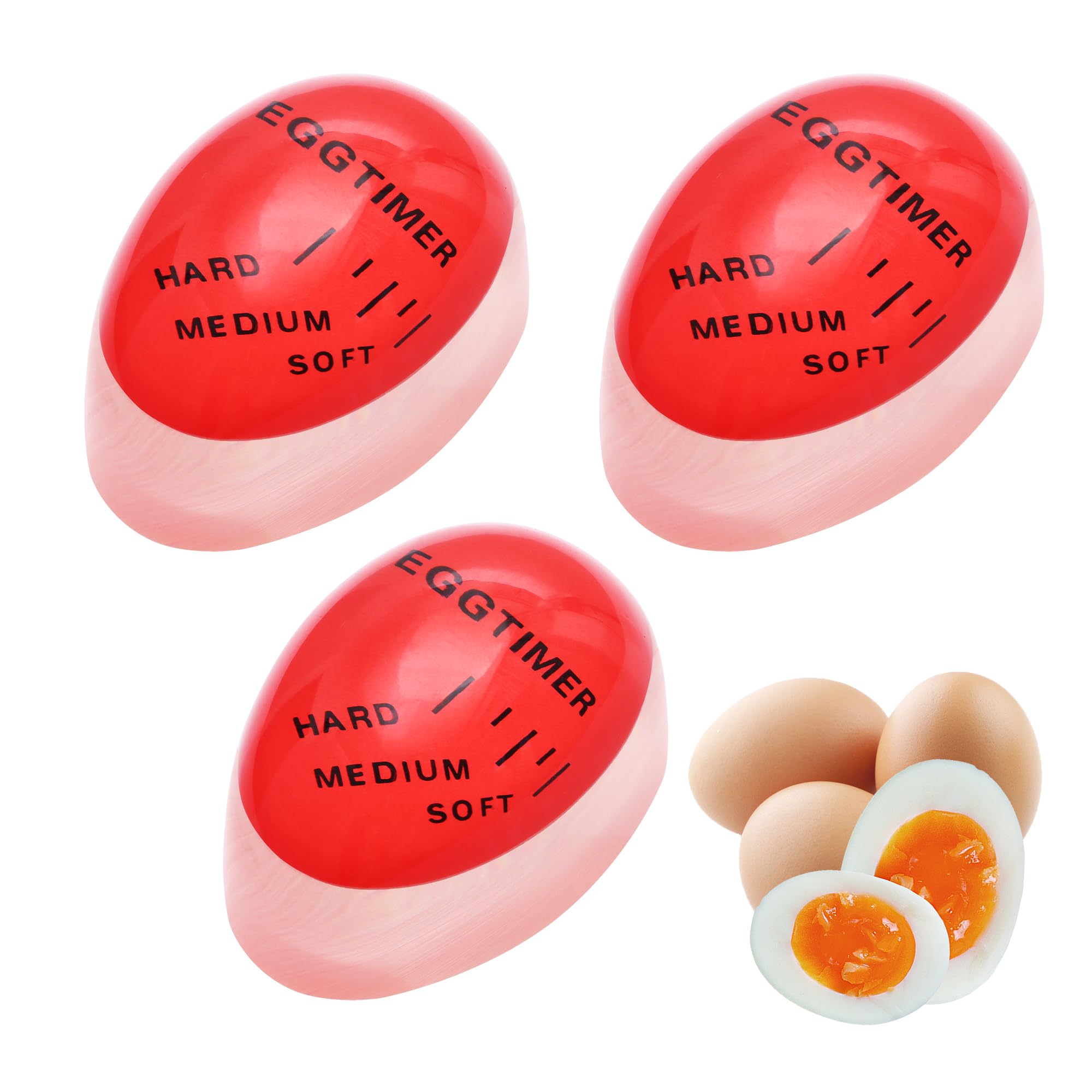 Timer per uova, cambia colore, riutilizzabile, con indicatore di cottura per uova sode sensibili al calore, strumento da cucina durevole, gadget da cucina per la colazione, per uova sode morbide e