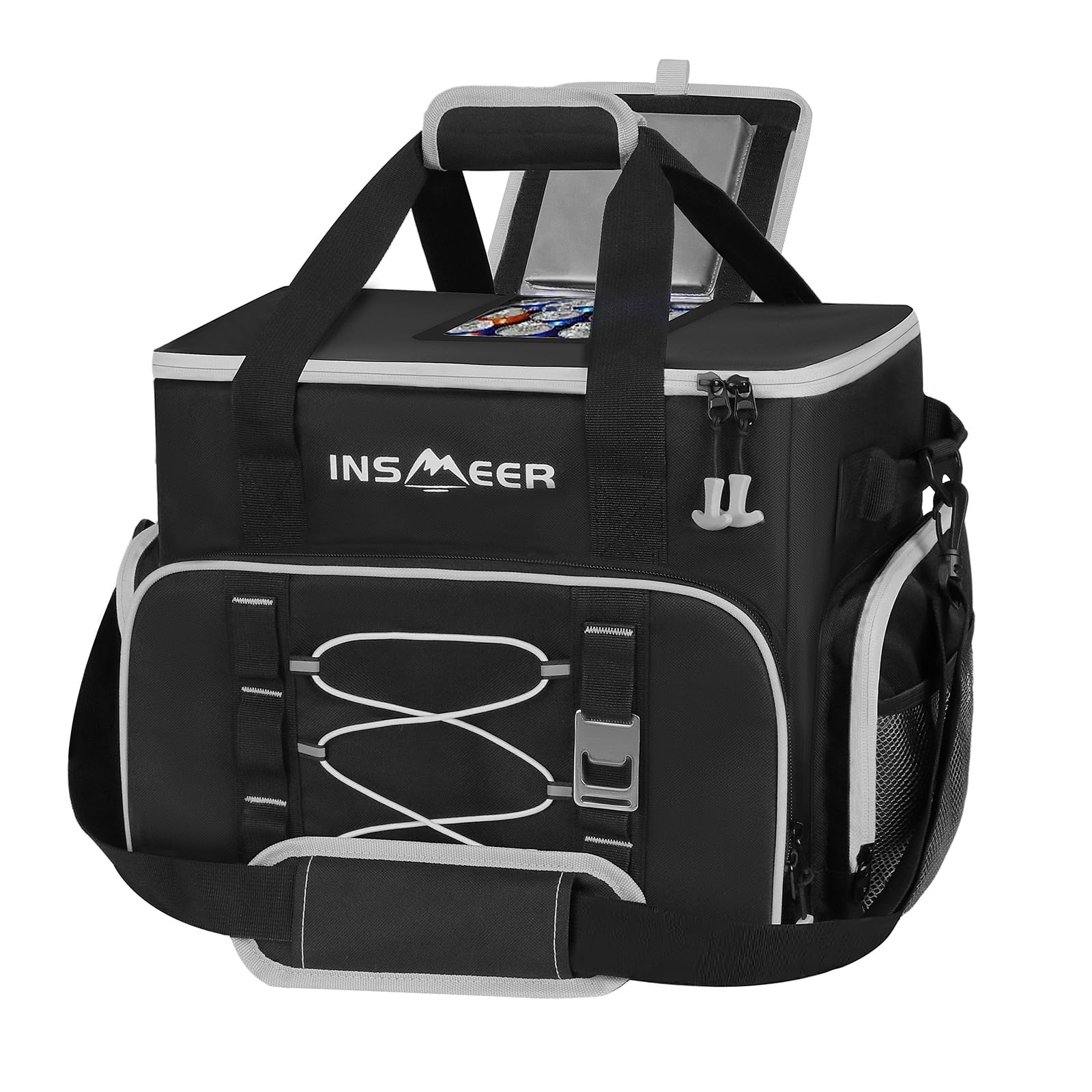 INSMEER Bolsa Térmica Grande 48L, 55 Lata Capacidad Plegable Bolsa Isotermica, Nevera Aislante Portátil para Alimentos Bolsa de la Compra a Prueba de Fugas con Abridor Picnics, Camping y Playa