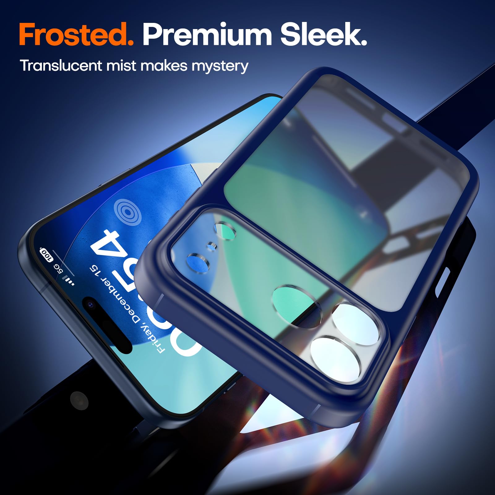 TAURI Cover per iPhone 17 Pro con Pellicola in Vetro Temperato,Protezione Completa della Fotocamera,Custodia Traslucida Opaca - Blu Opaco