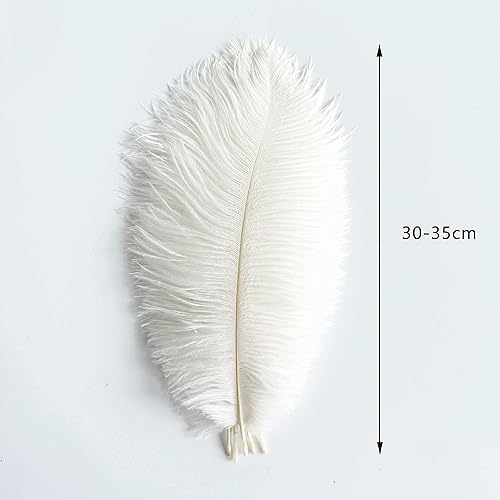 Miniatura 4 de Piokio 20 plumas de avestruz blanco natural de 12-14 pulgadas a granel para decoraciones de Navidad, centros de mesa de fiesta de boda, decoraciones