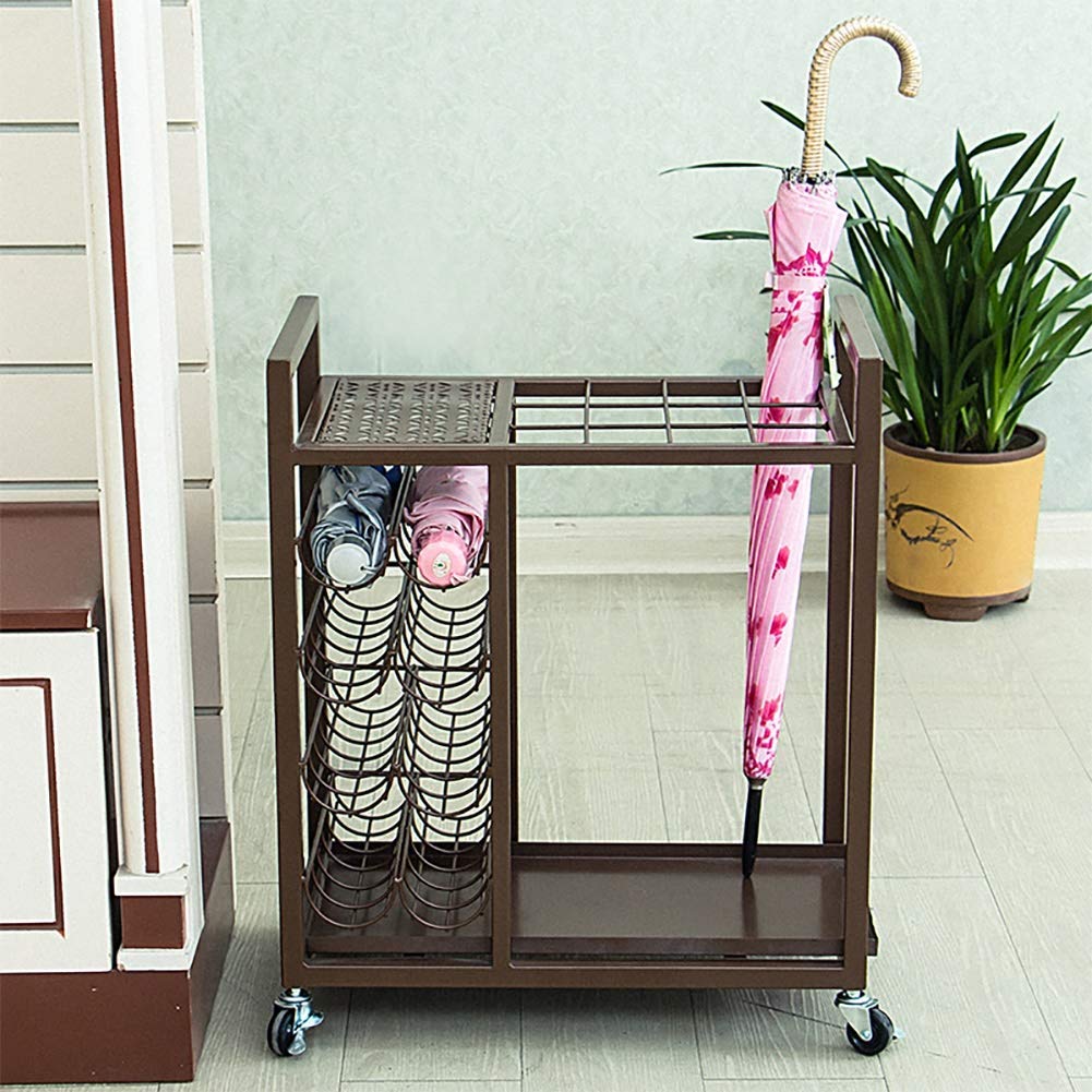 HYLYGFH Large Capacity Metal Umbrella Stand with Wheels for Patio Shopping Mall Bank EntranceDurable Portable Stylish Outdoor Umbrella Holder