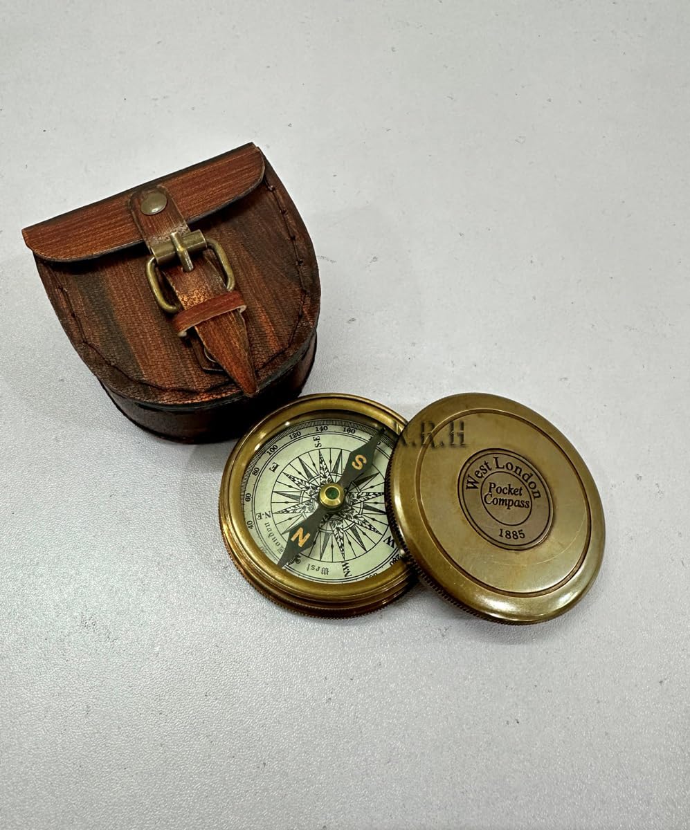 Bussola tascabile da 7,6 cm West London 1885 direzionale magnetica di navigazione Robert Frost Bussola per escursionismo, campeggio, caccia all'aperto