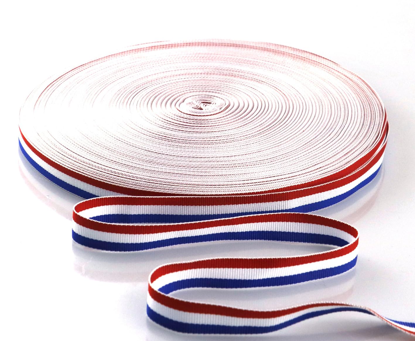 Ruban Nylon Tricolore Français 45 M X 10 Mm - Rouge Blanc Bleu Pour Fête Nationale & Bastille