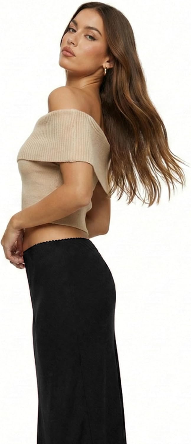 sissycos Women’s Lightweight Chiffon Maxi Skirt – Elastic Waist Straight Floor-Grazing Skirt for Street & Party - Image 4