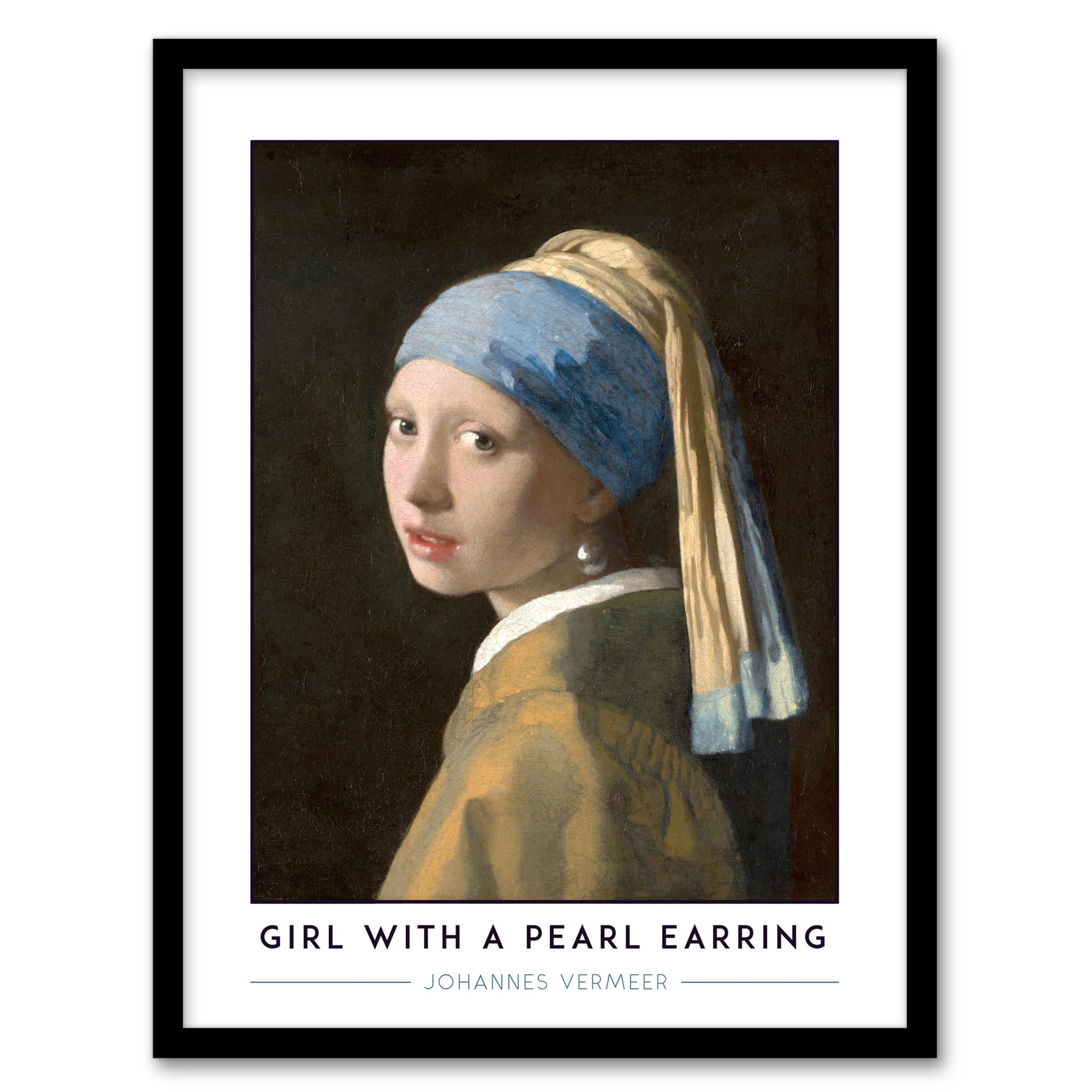 Artery8 Johannes Vermeer Girl With A Pearl Earring Living Room Artwork Framed Wall Art Print 18X24 Inch