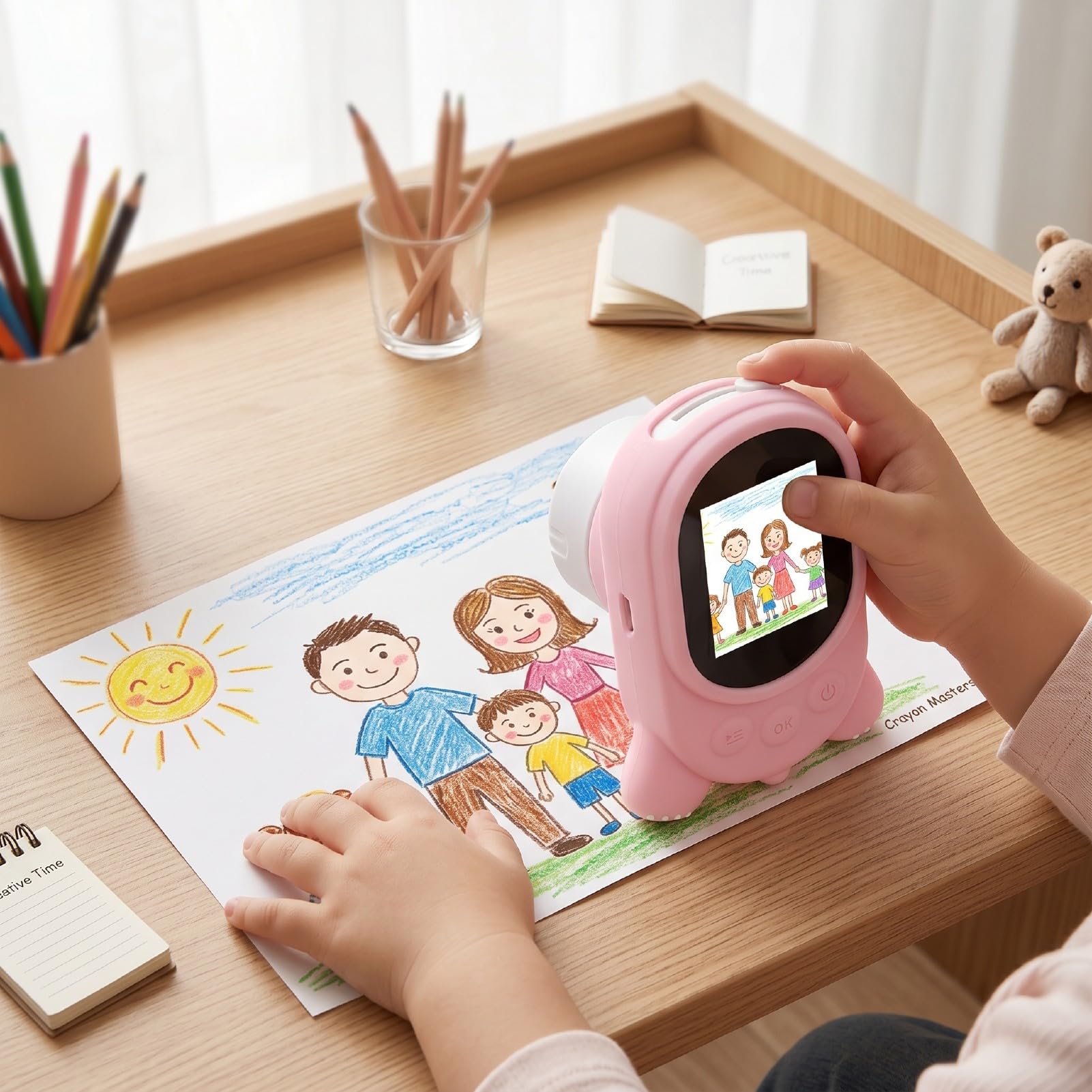 Naroote Microscopio Portatile, Microscopio Digitale con Schermo HD da 2.0 Pollici, Ingrandimento 1000x, 8 Luci LED, 3 Livelli di Luminosità Regolabili, per la Scuola all'Aperto (PINK)