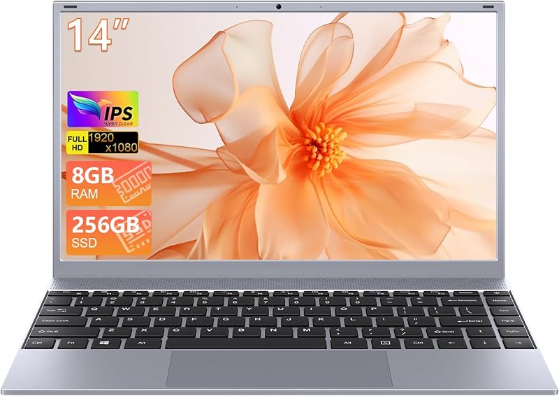 14 Inch Laptop Portable Laptop Computer for Student & Business, 8GB RAM, 256GB SSD, 4 Core Processor, Stereo Speaker, Long Battery, WiFi 5, BT 5, FHD Display Lap Top