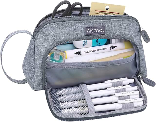 Aiscool Big Capacity Pencil Case Bag Pen Pouch Holder Large Storage Stationery Organizer for School Supplies Office Colleg...