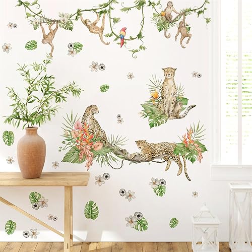 Miniatura 45 de Calcomanías de pared de animales de la selva, calcomanías de pared de animales del bosque, calcomanías de pared para bebés, niños y niñas