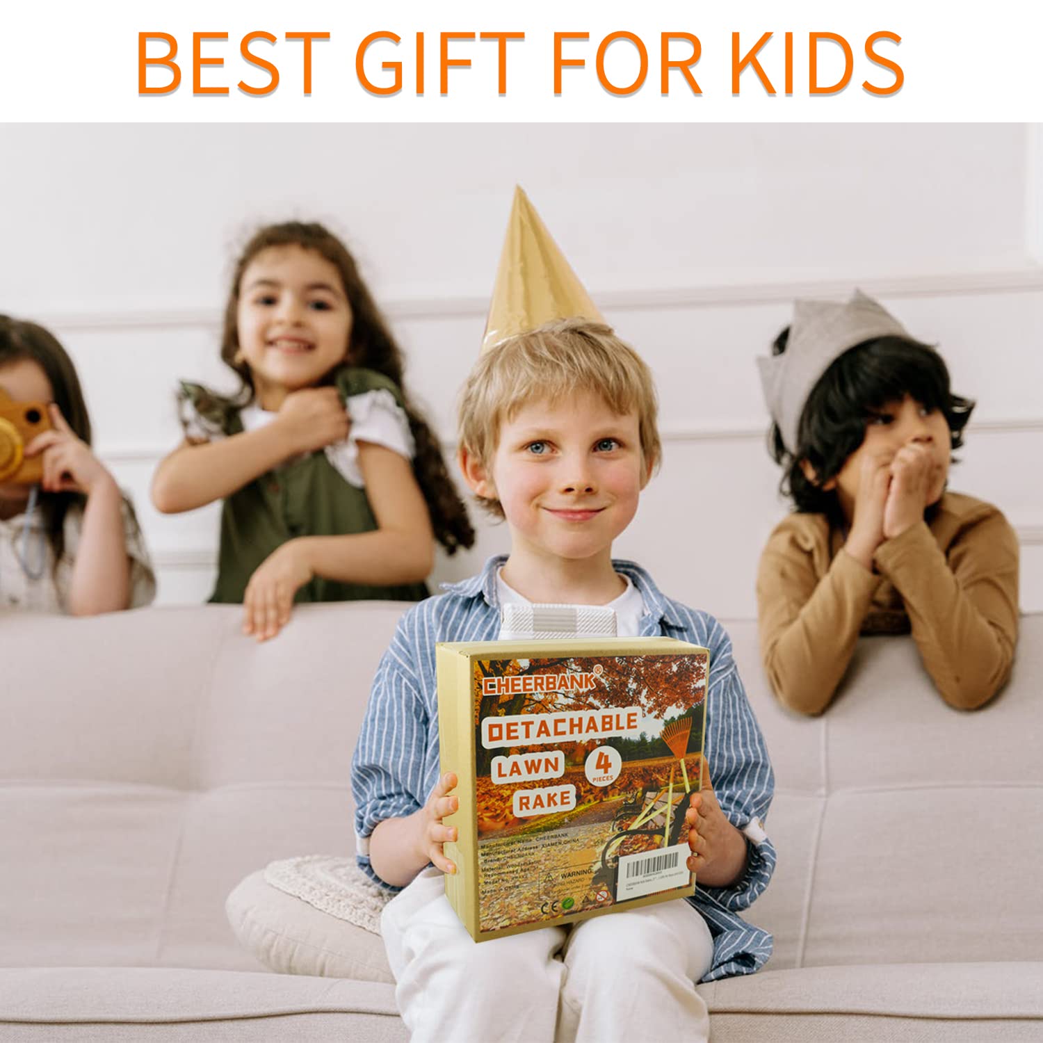 4 rastrillos para niños, rastrillos de plástico de 31 pulgadas para hojas con mango de madera, grandes herramientas de jardinería, regalos para niños y niñas de 3 años en adelante 6