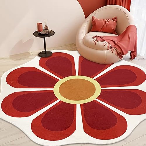 Miniatura 1 de USTIDE Alfombra redonda grande de 63 pulgadas, alfombra circular floral para sala de estar, dormitorio, lavable, suave, alfombra roja para