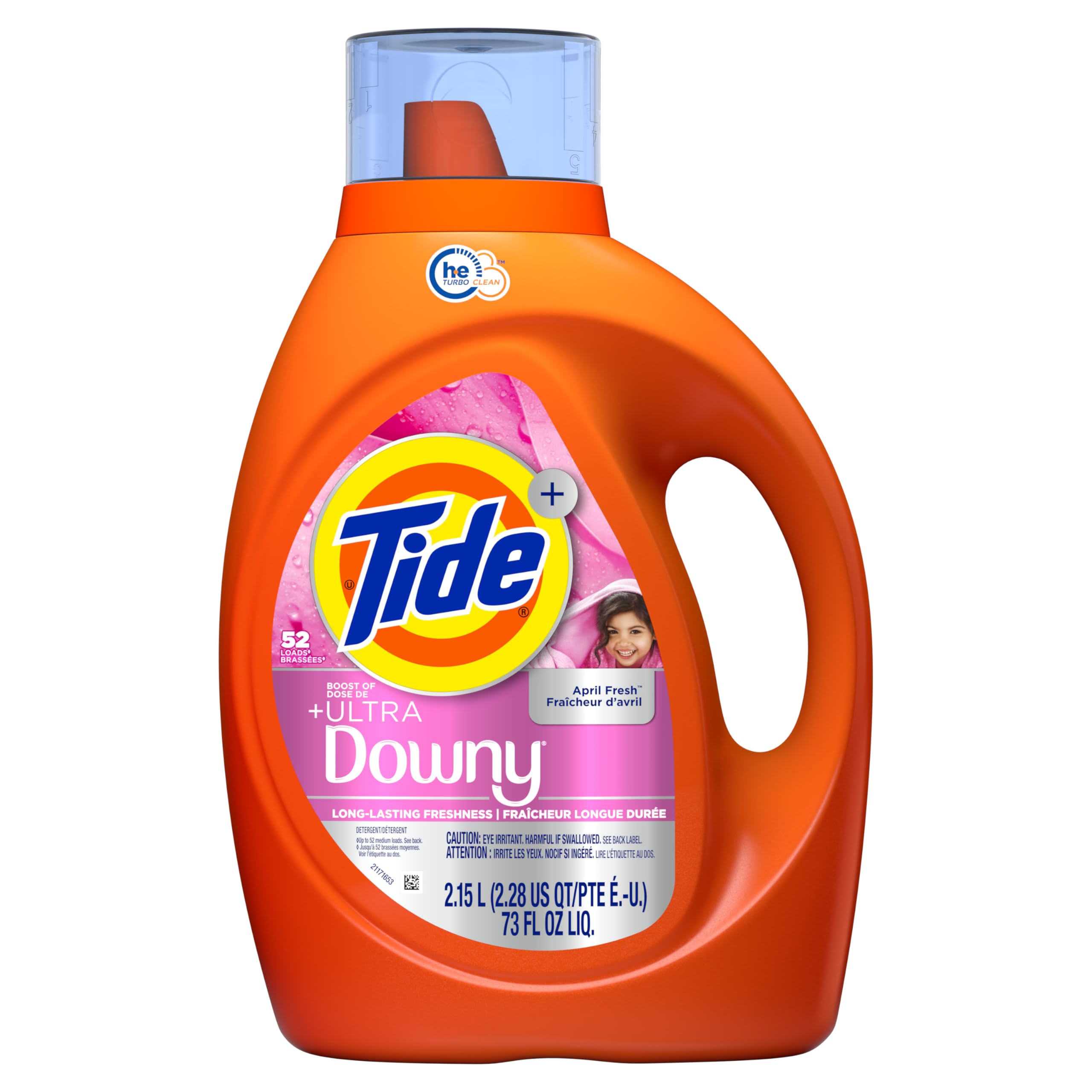 Tide Plus Boost of Ultra Downy Liquid Laundry Detergent, April Fresh Scent, 73 fl oz, 52 Loads, Laundry Detergent Liquid with Long-Lasting Freshness