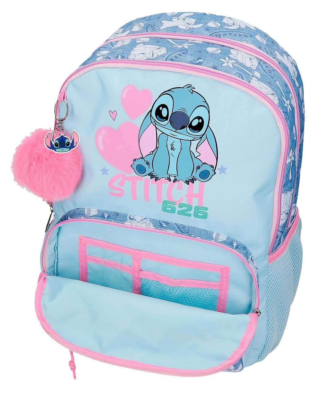 Disney Joumma Stitch Hearts Zaino Scolastico Doppio Scomparto 15.6" Blu 32x44x17 cm Poliestere 23.94L