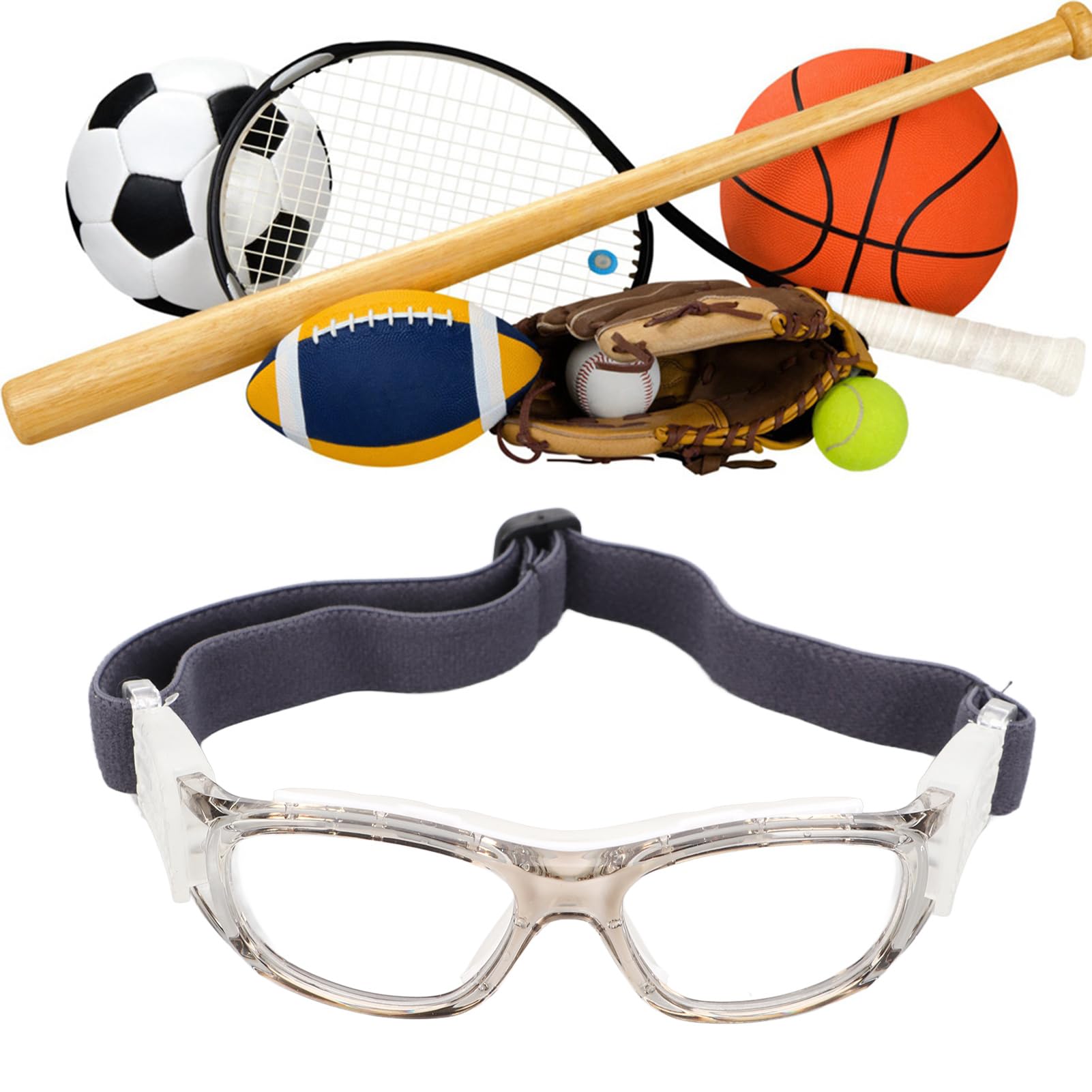 lyrlody Gafas de Baloncesto Gafas Deportivas para Niños Lentes Protectoras Ajustables de Policarbonato con Lentes Intercambiables para Baloncesto Fútbol Ciclismo (5-15 Años) — view 8