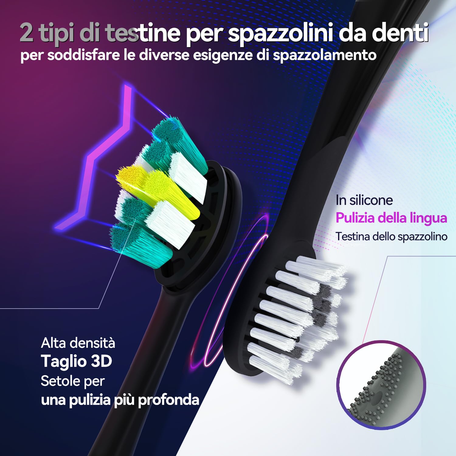 Spazzolino Sonico Elettrico SEAGO con Sensore di Pressione, 8 Testine Sostitutive, USB Ricaricabile, Custodia per Viaggi, IPX7 Impermeabile, 5 Modalità, Batteria Duratura, SG-2752 (Nero)