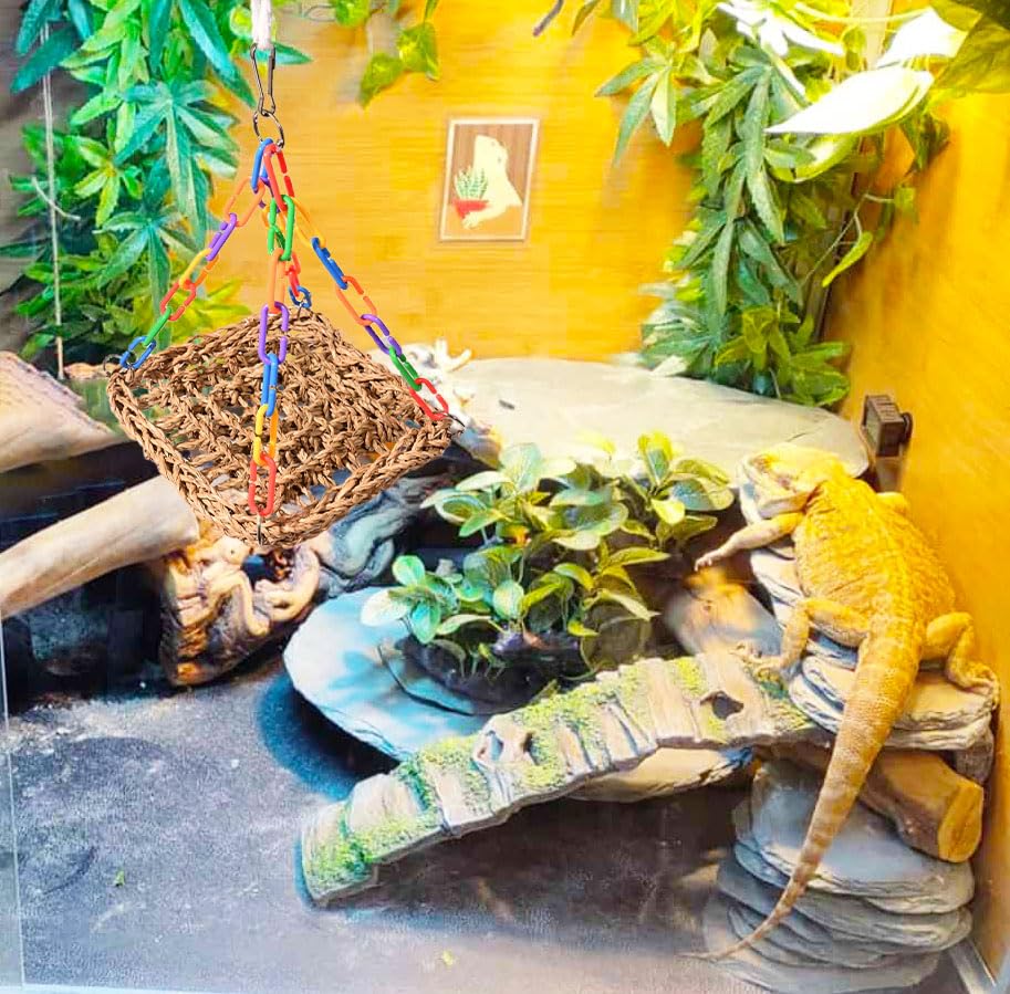 Image of Bearded Dragon Reptile Swing Hanging Bed Hammock Cute Lizard Swing Toy Cotton Lizard Bed Tank Accessories Decorate