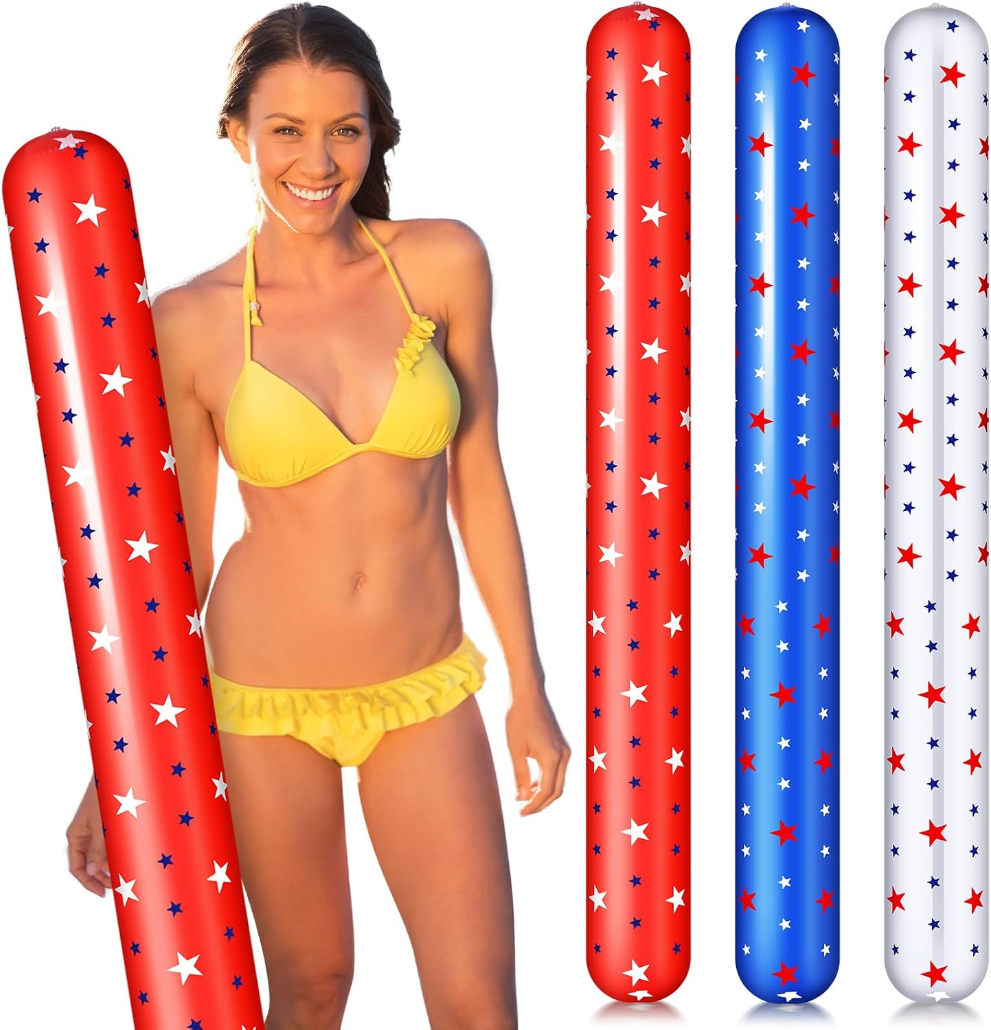 WinnerWhy 3 Pcs Inflatable Pink Bow Pool Noodles 60 x 6 Inch Cute Bow Jumbo Pool Float Tube for Bachelorette, Birthday, Pink Themed Backyard Swim Parties
