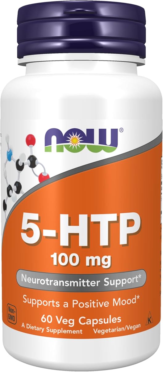 Suplementos de NOW Foods, 5-HTP (5-hidroxitriptófano) 100 mg, soporte para neurotransmisores*, 60 cápsulas vegetales