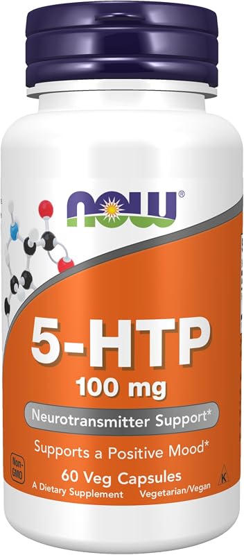 Suplementos de NOW Foods, 5-HTP (5-hidroxitriptófano) 100 mg, soporte para neurotransmisores*, 60 cápsulas vegetales