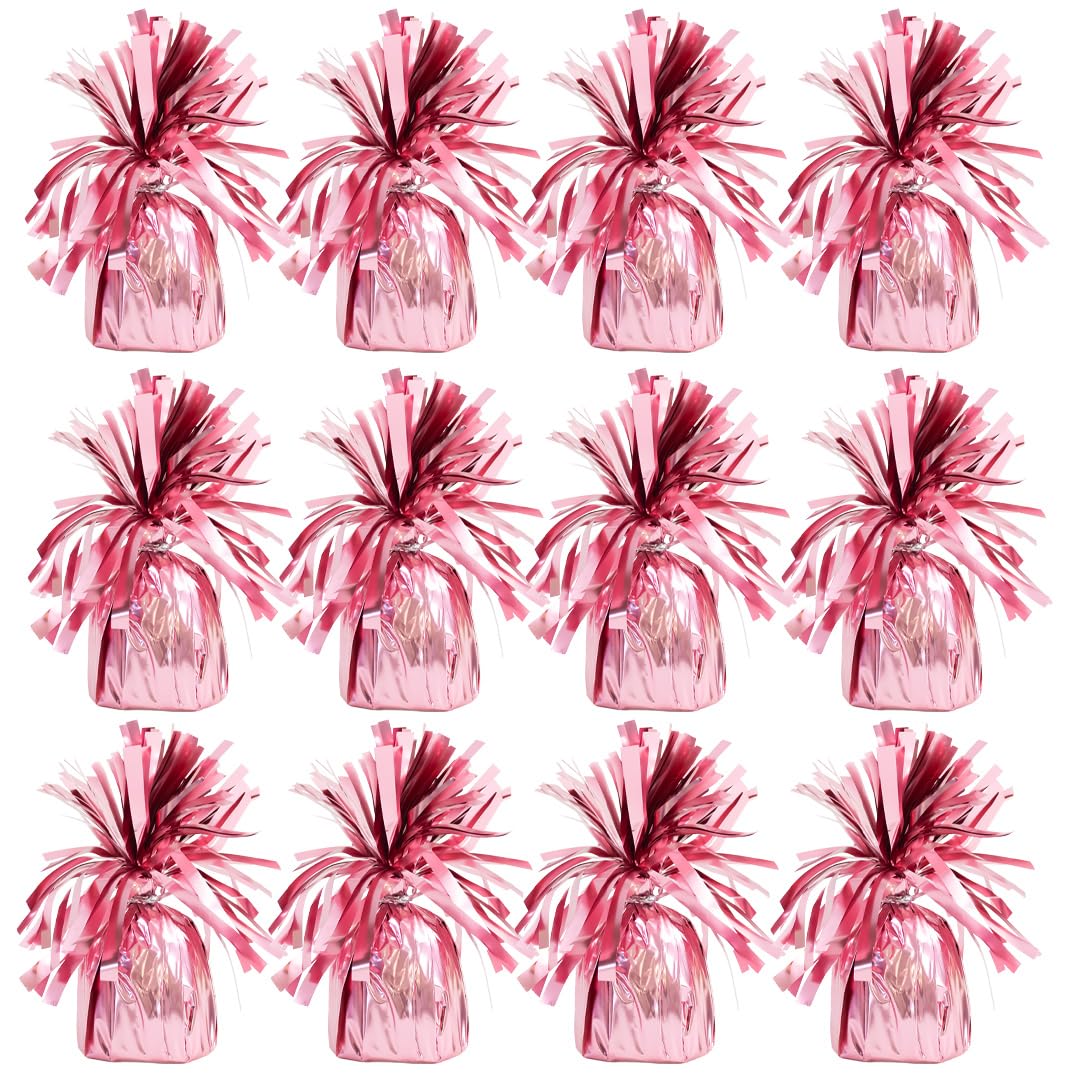 PARTYRAMA.CO.UK Matte Pink Foil Helium Balloon Weights 175gr - Pack of 12 - Durable & Colourful Weights for Birthdays Parties, Events & Celebrations - Perfect Balloon Weight Holders — image 1