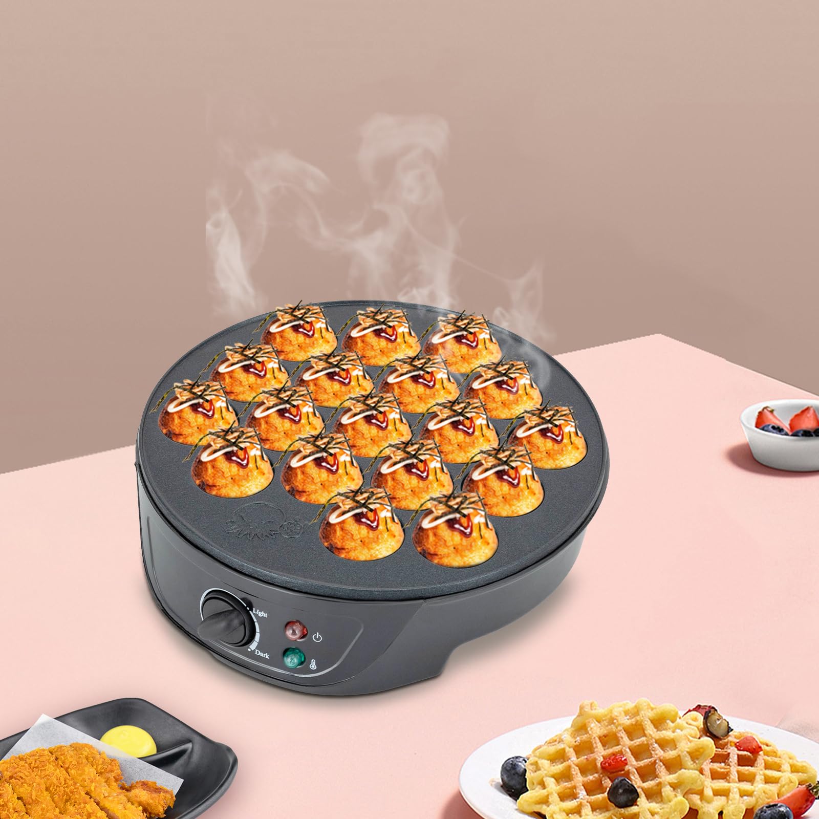 Takoyaki Maker 18 Rejilla Takoyaki Pan Mini Eléctrico Takoyaki Hogar Takoyaki Máquina Pulpo Bola Temperatura Ajustable DIY Fast Breakfast Máquina para Hogares Y Restaurantes