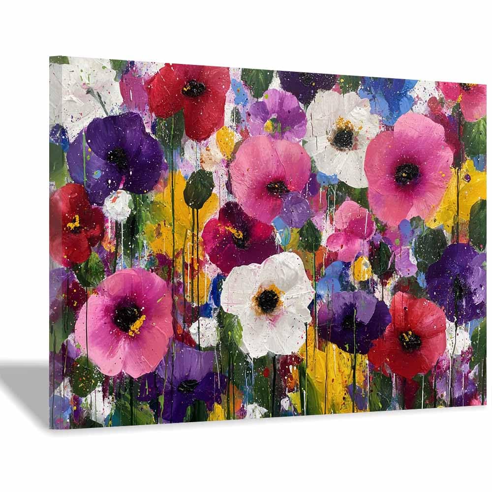 ZAMAEIU Large Nature Canvas Paintings Prints Clustered blossoms paintings Landscape Picture, Modern Living Room Decor, Dining Room Hallway Home Decoration(multicolored)-60x90cm Framed