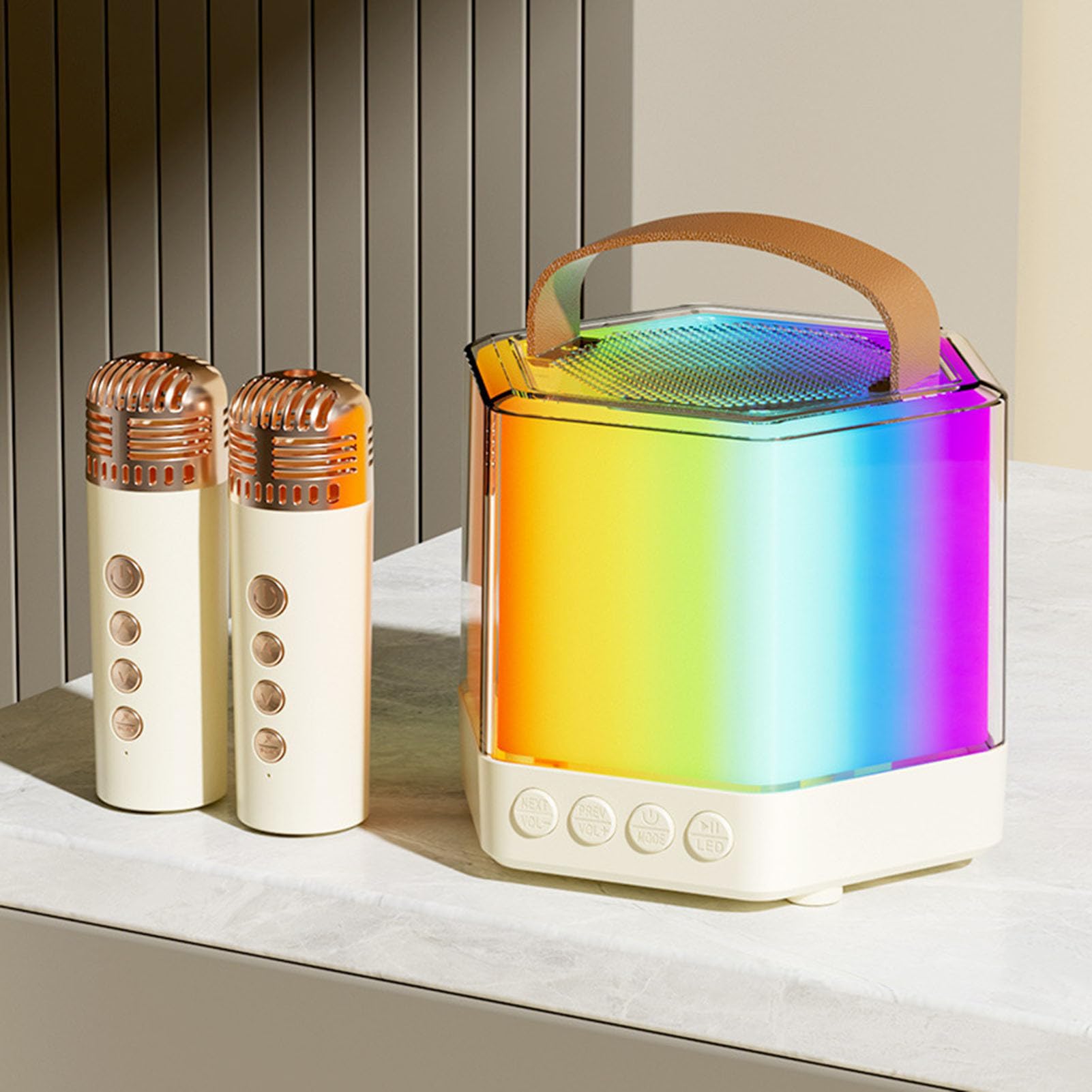 Maszyna do karaoke dla dorosłych | głośnik oświetleniowy RGB z 2 | mikrofonami bezprzewodowymi, przenośny mikrofon i głośnik do użytku na zewnątrz, do użytku rodzinnego, do użytku domowego, od