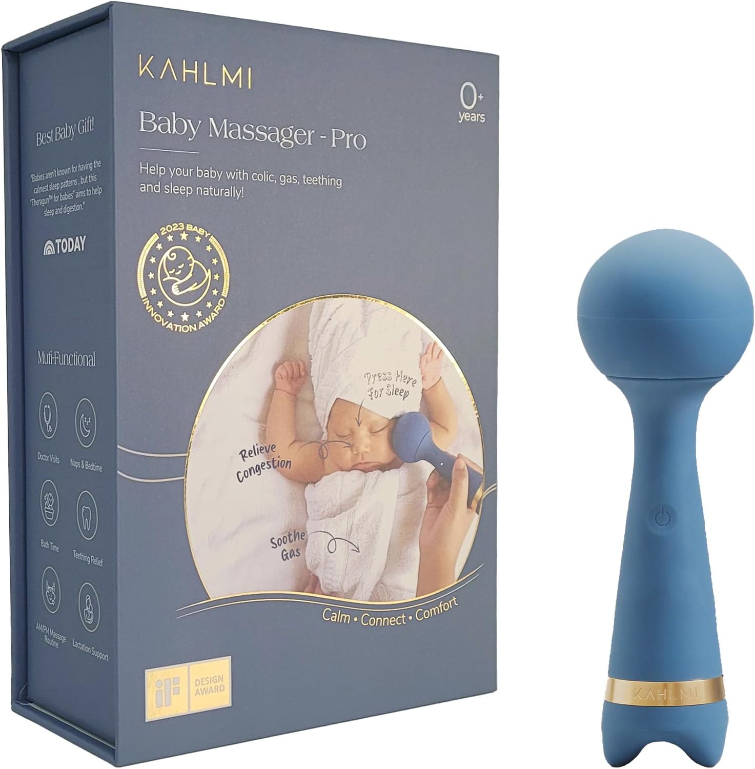 Kahlmi Baby Massager for Baby Constipation, Gas Relief, Colic Calm, and Baby Sleep Aid, Edible-Grade Silicone Baby Soother Single Unit