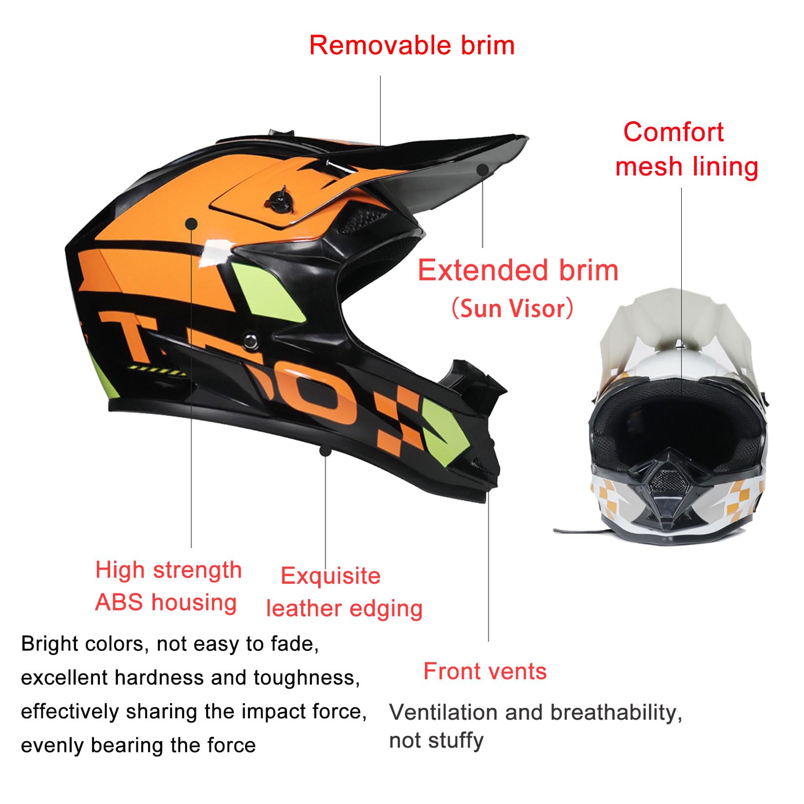 Motocross Helm Fullface Downhill Motorradhelm Mit Brille Handschuhe Maske, Kinder Erwachsene MTB Helm Enduro Integralhelm ATV Quad BMX MTB Helmet Für Damen Herren,Matte Black-S
