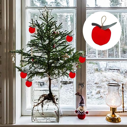 Miniatura 7 de WEBEEDY 36 piezas de adornos colgantes para árbol de Navidad pequeños y rojos sin manzanas para árbol de Navidad, manzanas, accesorios de fotos para