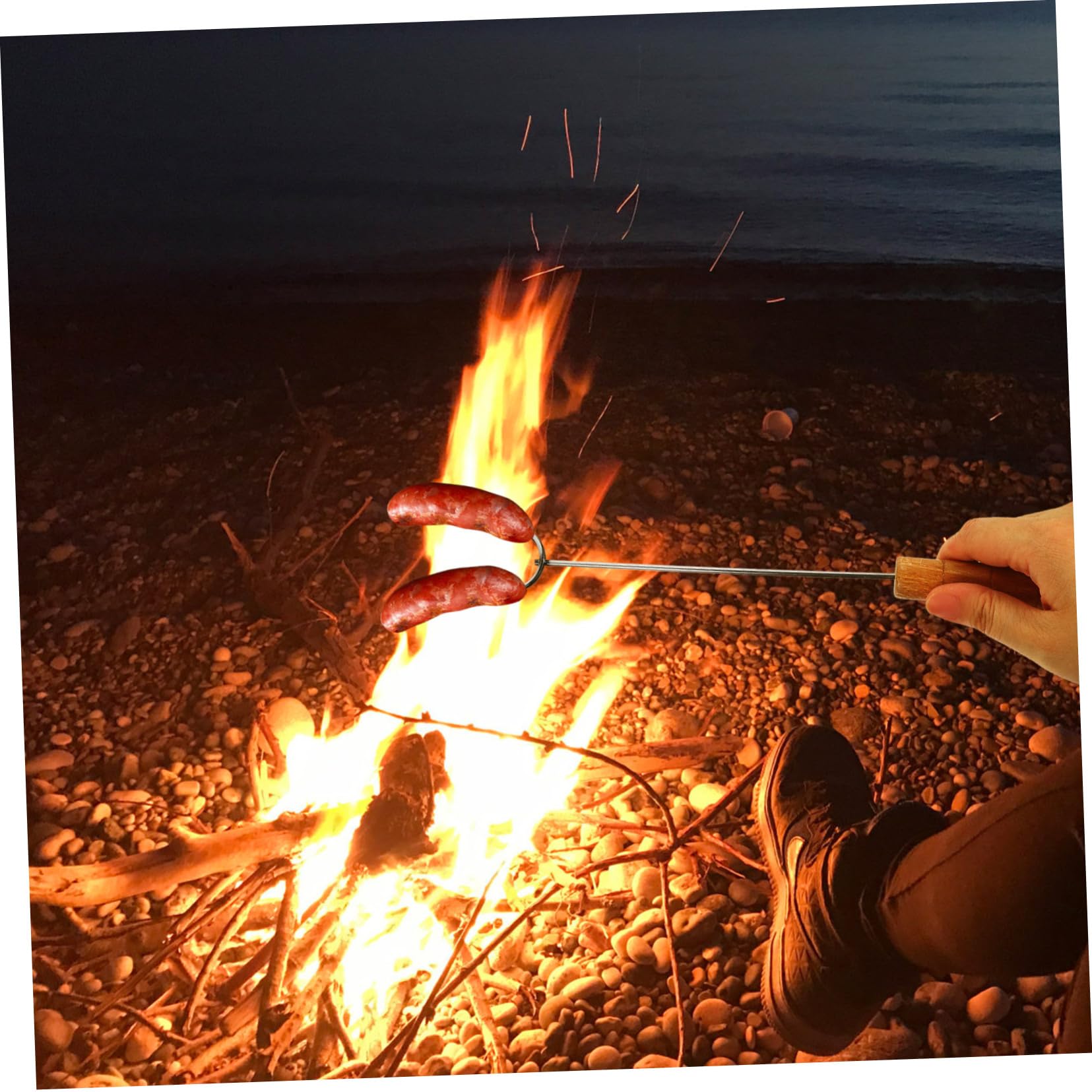 4-teiliges Barbecue-Schild, Grill-Tranchiergabel, Metallspieße, BBQ-Kabob-Sticks, Lagerfeuergabel, Marshmallow, Braten von Gänsen, Outdoor-Kegerator-Spieß für Fleisch, Werkzeug, Edelstahl, Mehrzweck